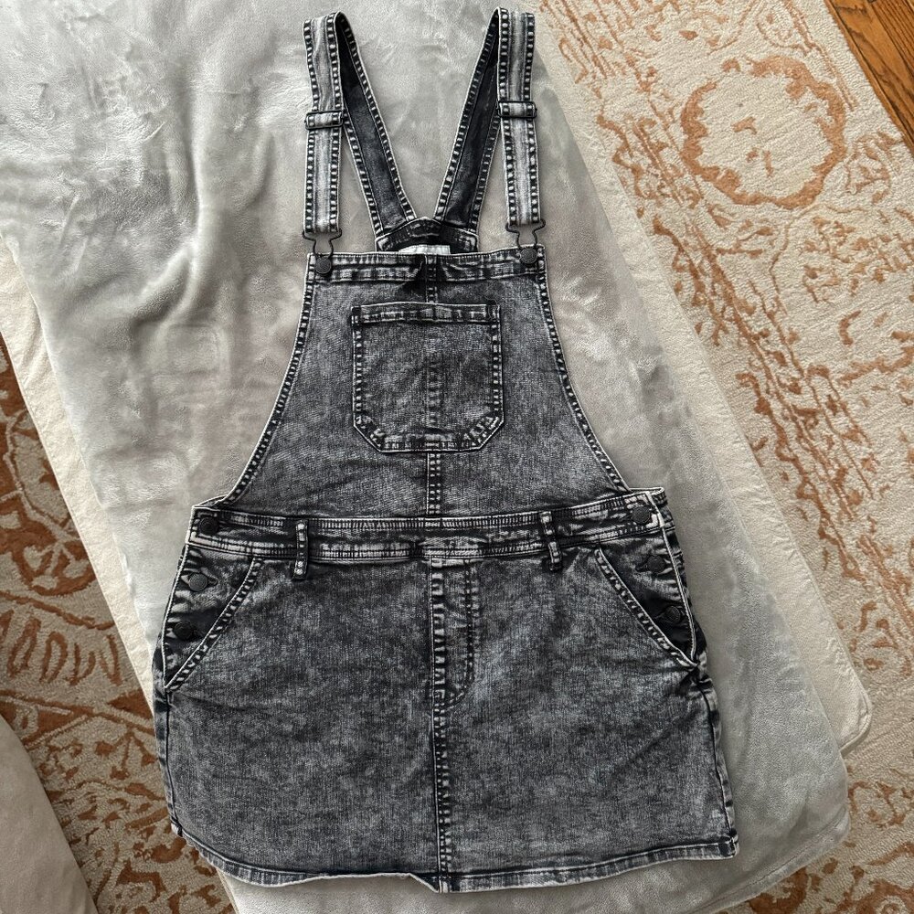 Like New Forever 21 Black Acid Wash Overall Dress Sz 31